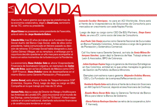 Nuevos nombramientos en la industria y personas que dejan sus cargos 